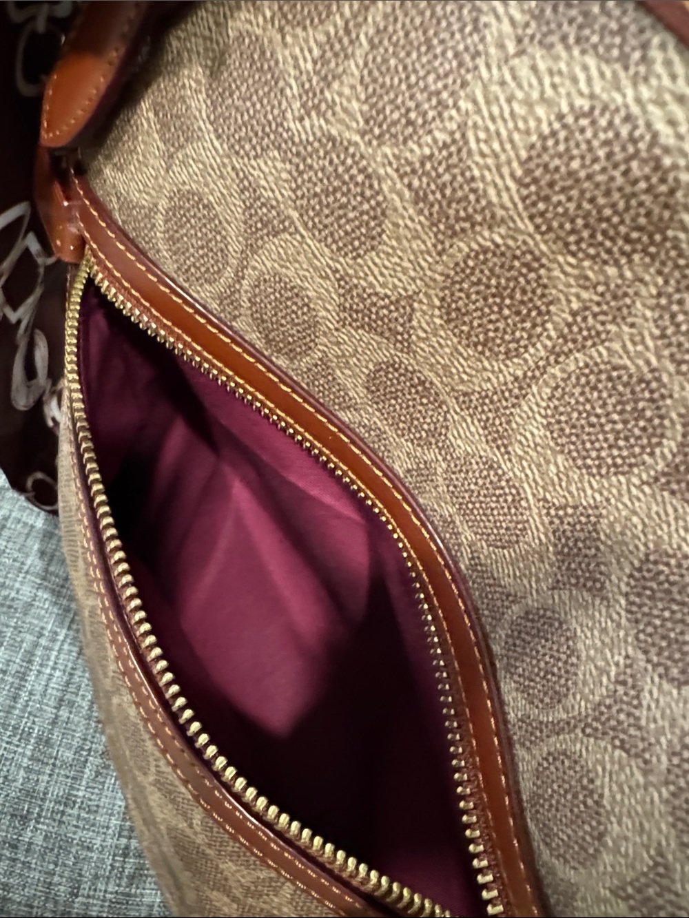 Coach Bag Taylor Brown Signature Coated Canvas Tote with Leather Trim - Picture 15 of 17